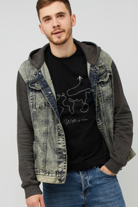 Футболка MEMO чоловіча чорна принт "The world is mine"