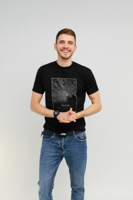 Футболка MEMO чоловіча чорна "Tokyo map"
