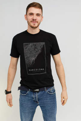 Футболка MEMO чоловіча чорна "Barcelona map"