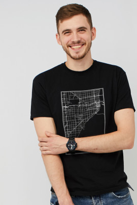 Футболка MEMO чоловіча чорна "Miami map"