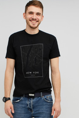 Футболка MEMO чоловіча чорна "New York map"