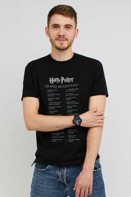Футболка MEMO чоловіча чорна "Harry Potter. Travel bucketlist"