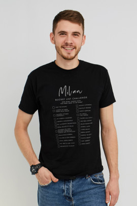 Футболка MEMO чоловіча чорна "Milan. Bucket list challenge"