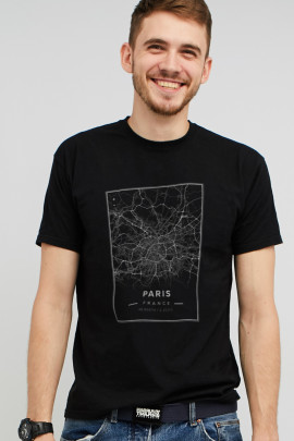 Футболка MEMO чоловіча чорна "Paris map"