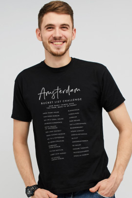 Футболка MEMO чоловіча чорна "Amsterdam. Bucket list challenge "