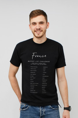 Футболка MEMO чоловіча чорна "France. Bucket list challenge "