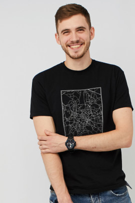 Футболка MEMO чоловіча чорна "Rome map"