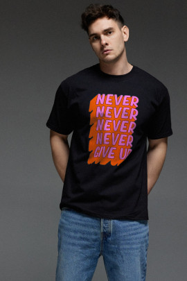 Футболка Aspirine чоловіча чорна " Never give up"