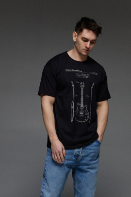 Футболка Aspirine чоловіча чорна  "Гітара.Патент"