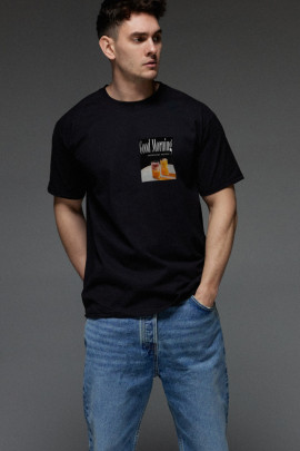 Футболка Aspirine чоловіча чорна  "Good morning hedonist people"