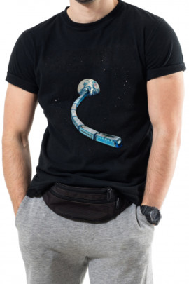 Футболка Trace of Space чоловіча чорна  "Потяг УЗ "Київ-Космос""