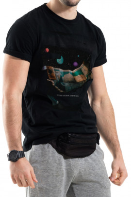 Футболка Trace of Space чоловіча чорна  "To the Moon and back"