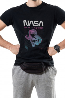 Футболка Trace of Space чоловіча чорна  "Nasa. Fly me to the Moon"