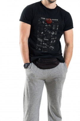 Футболка Trace of Space чоловіча чорна  "One way to Mars"