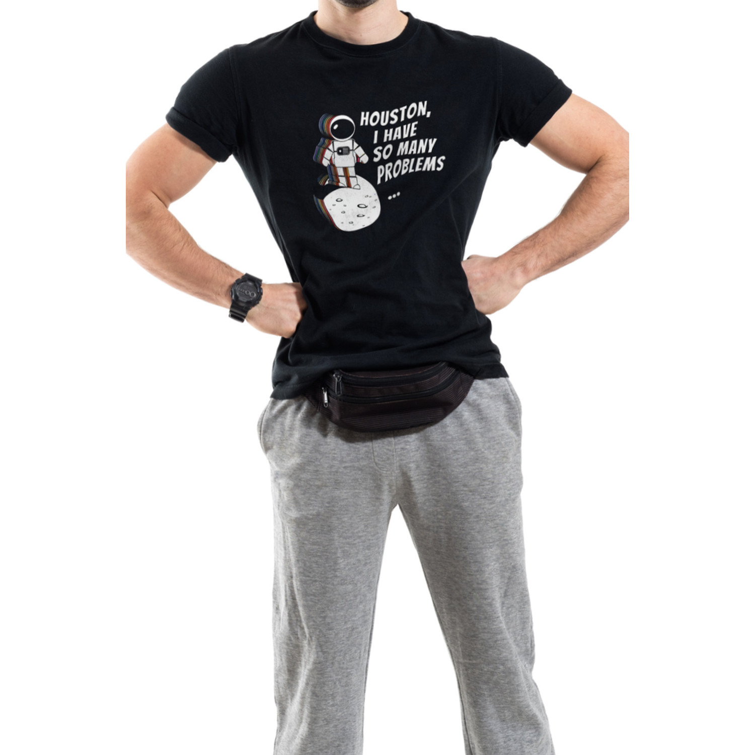 Футболка Trace of Space чоловіча чорна  "Houston, i have so many problems..."