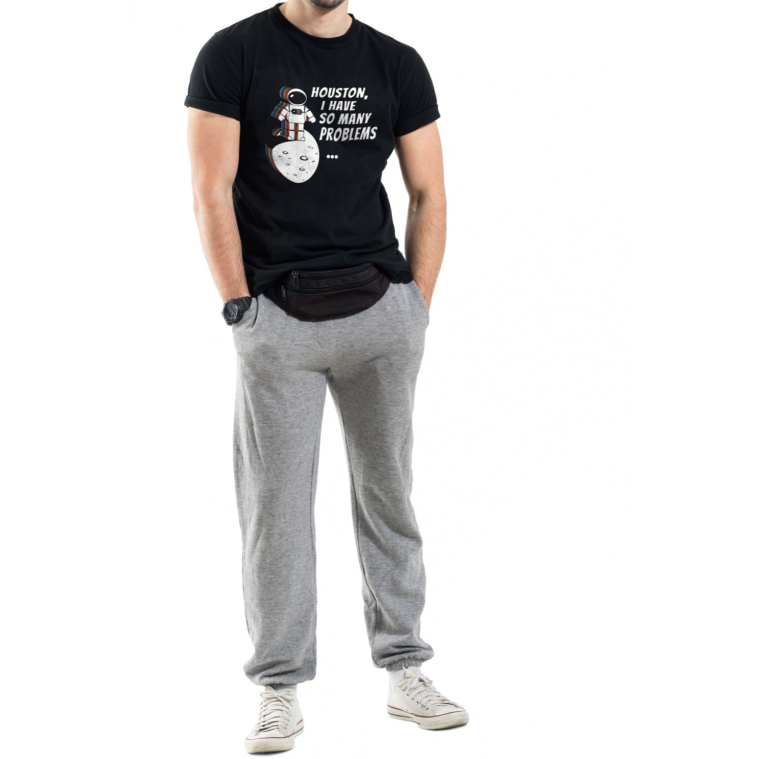 Футболка Trace of Space чоловіча чорна "Houston, i have so many problems..."