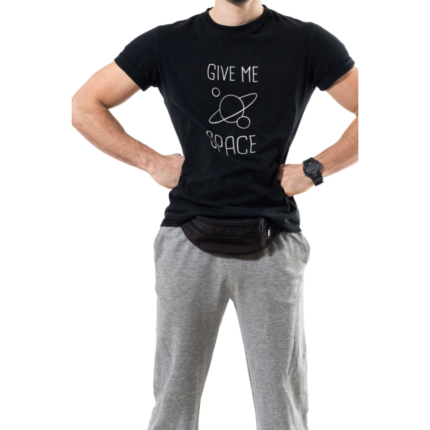 Футболка Trace of Space чоловіча чорна  "Give me space"