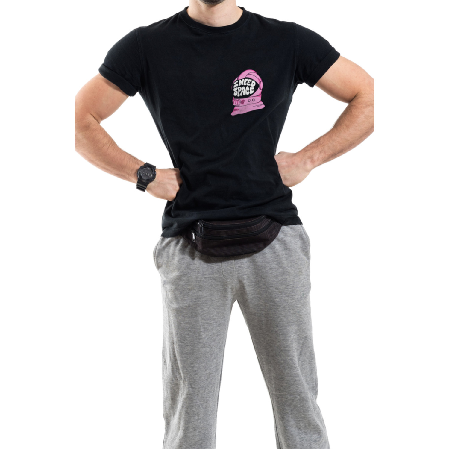 Футболка Trace of Space чоловіча чорна  "i need space"