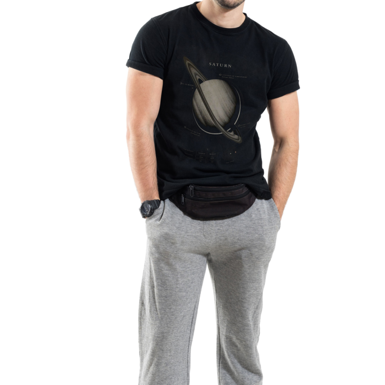 Футболка Trace of Space чоловіча чорна  "Saturn"