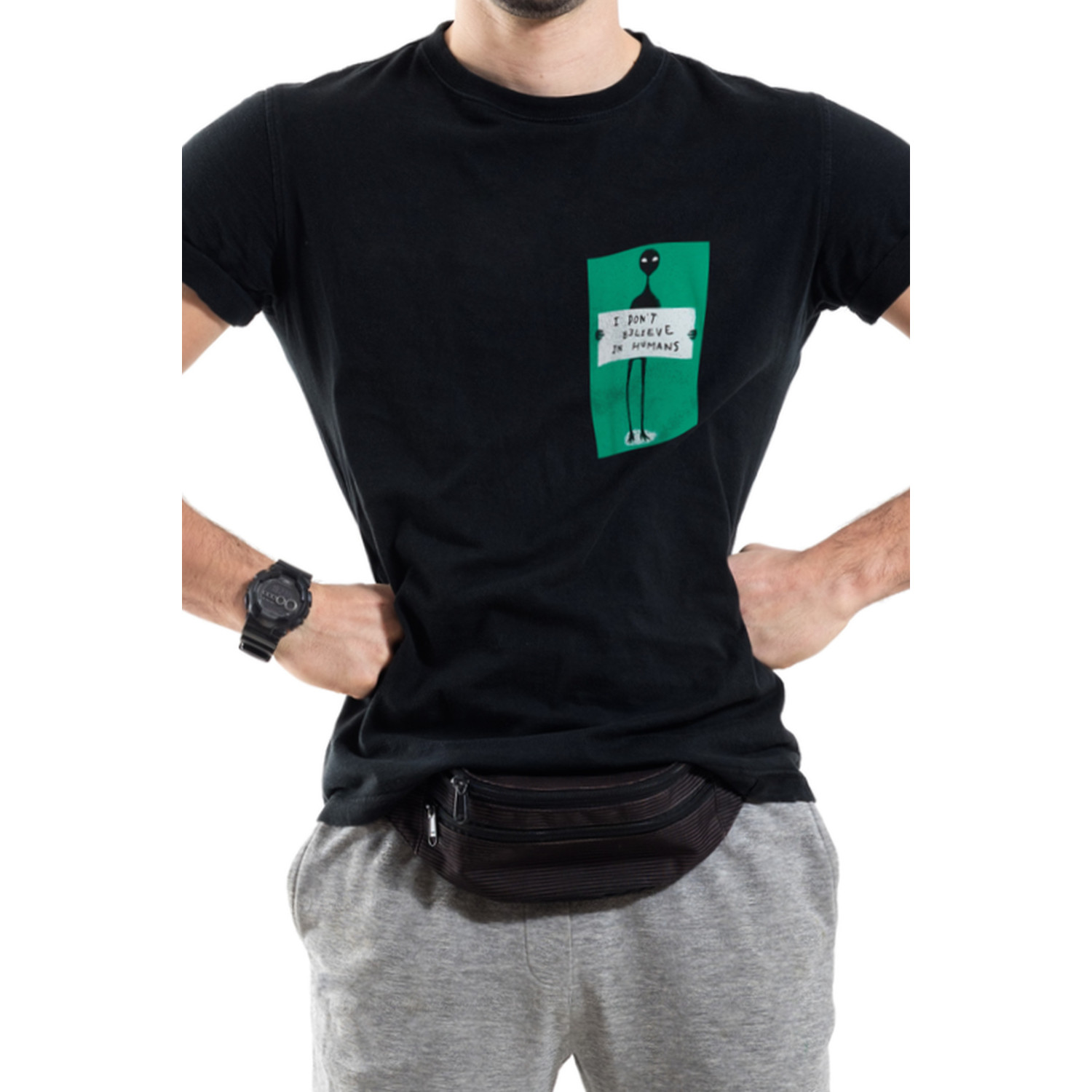 Футболка Trace of Space чоловіча чорна  "I don`t bilieve in humans"