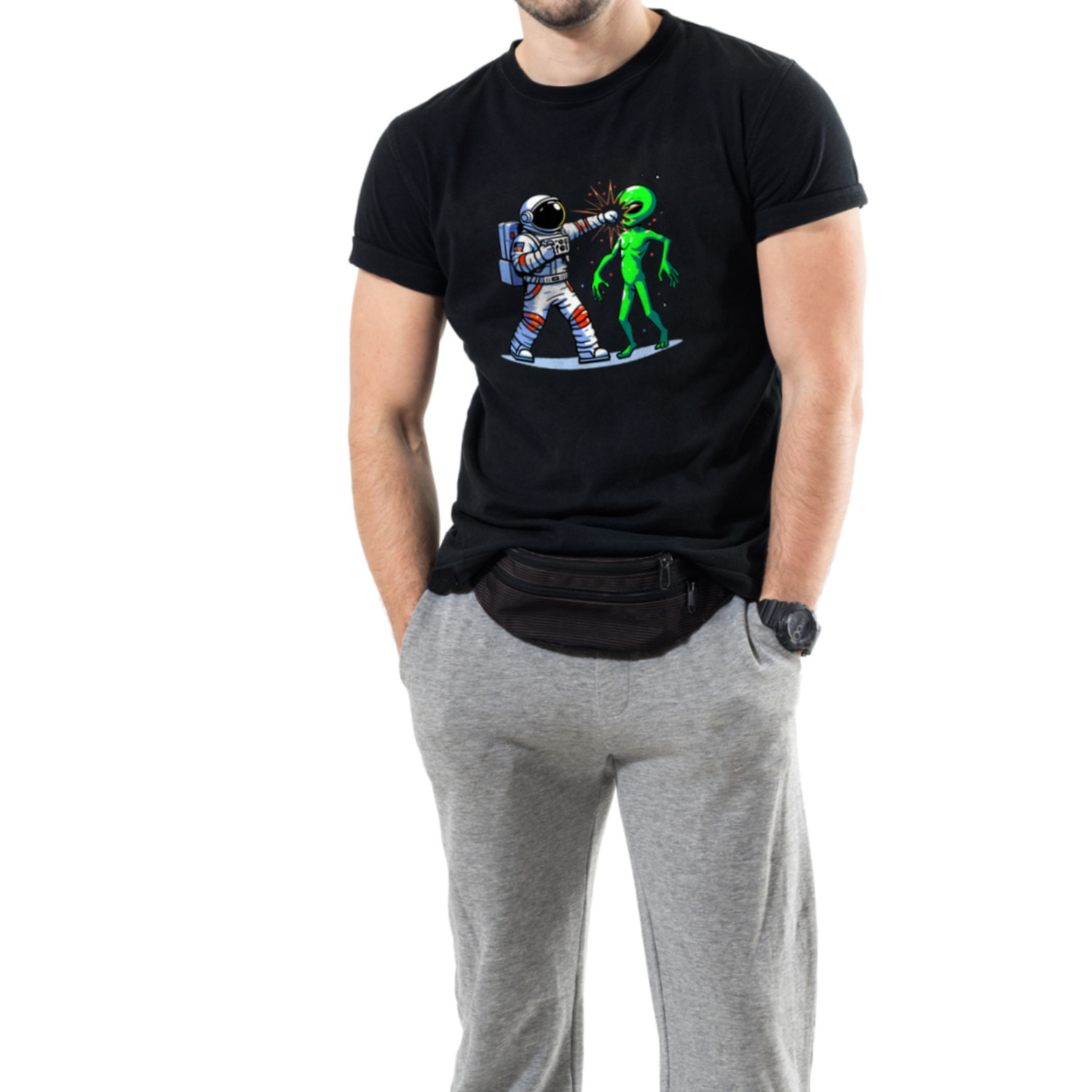 Футболка Trace of Space чоловіча чорна  "Humans wins"