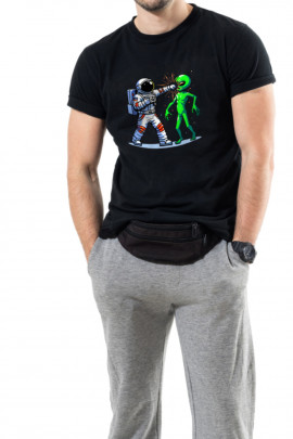 Футболка Trace of Space чоловіча чорна  "Humans wins"