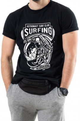 Футболка Trace of Space чоловіча чорна  "Astronaut surf club"