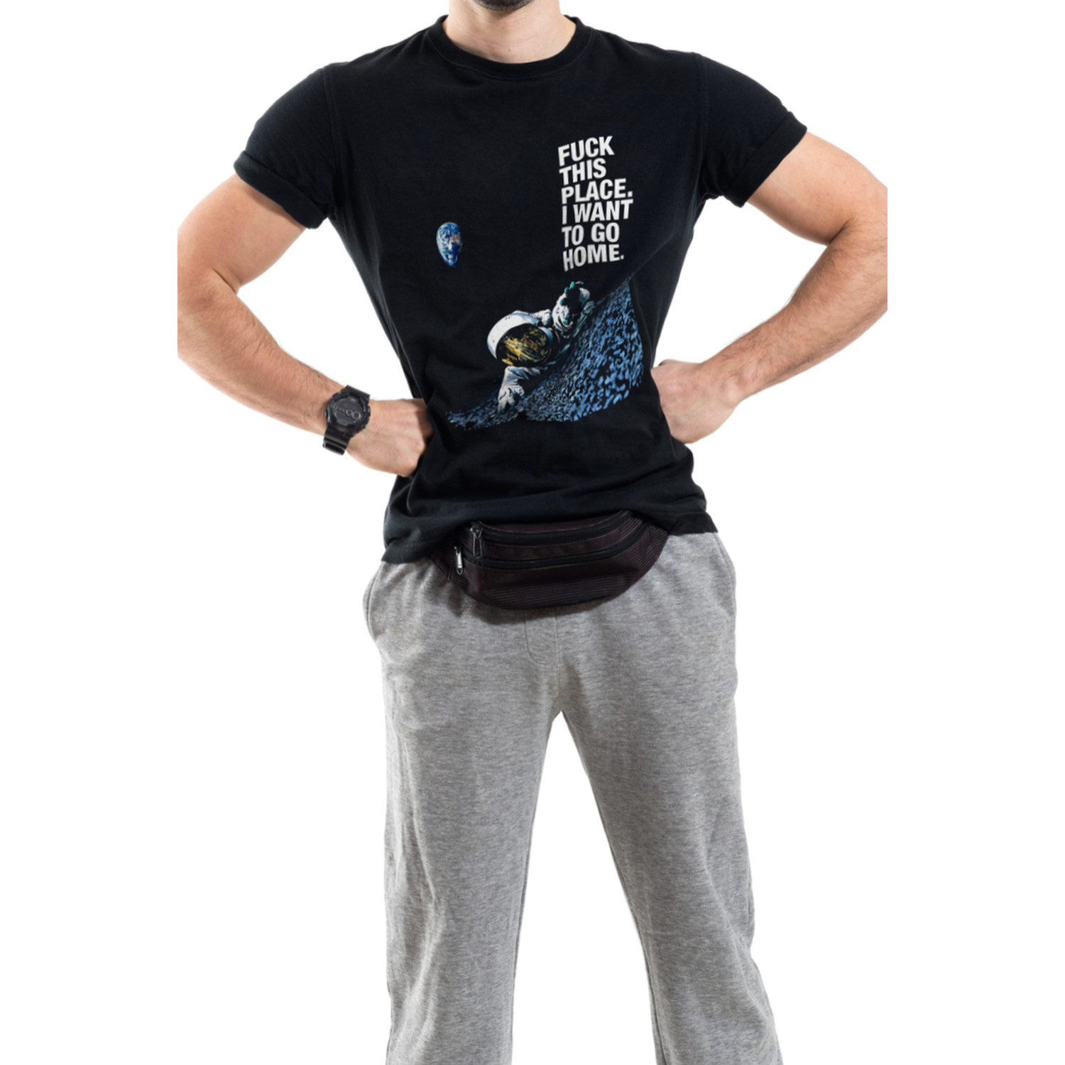 Футболка Trace of Space чоловіча чорна  "Fu** this place. I want to go home "