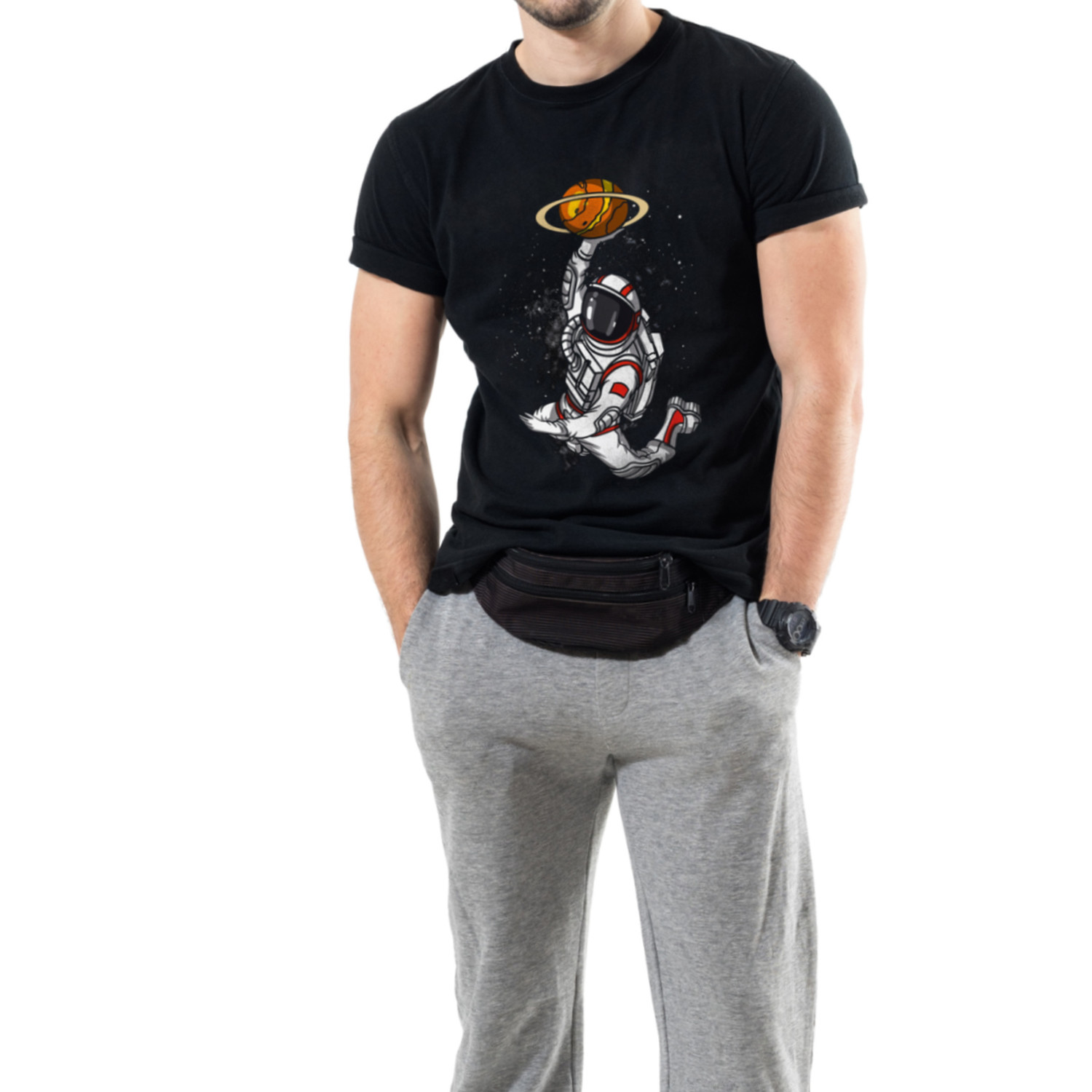 Футболка Trace of Space чоловіча чорна  "space dunk"