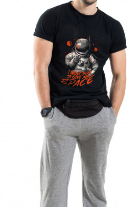 Футболка Trace of Space чоловіча чорна  "I want you to give me space"