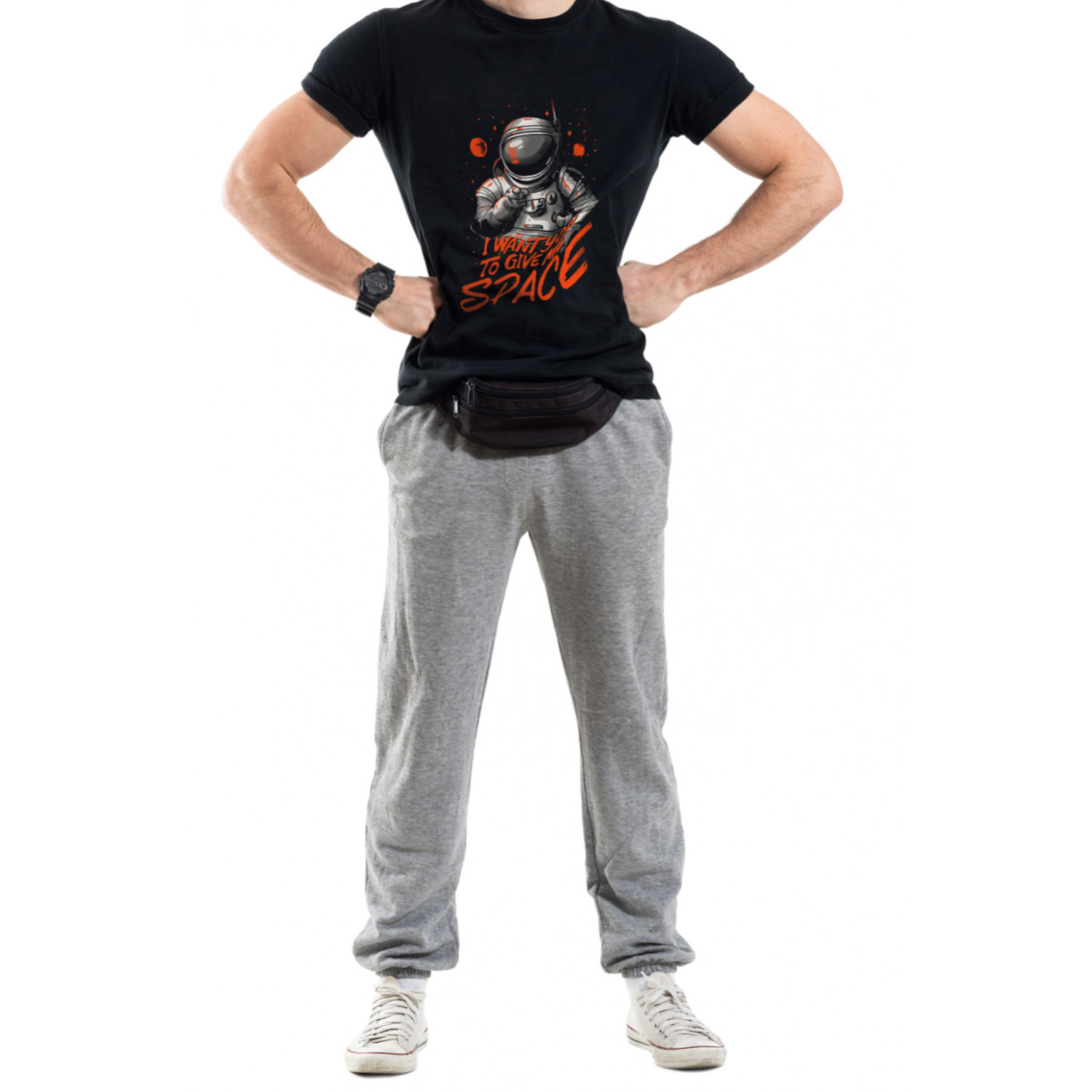 Футболка Trace of Space чоловіча чорна "I want you to give me space"