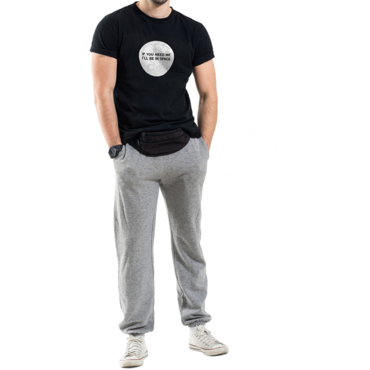 Футболка Trace of Space чоловіча чорна "If you need me. I`ll be in space"