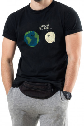 Футболка Trace of Space чоловіча чорна  "I was up all night..."