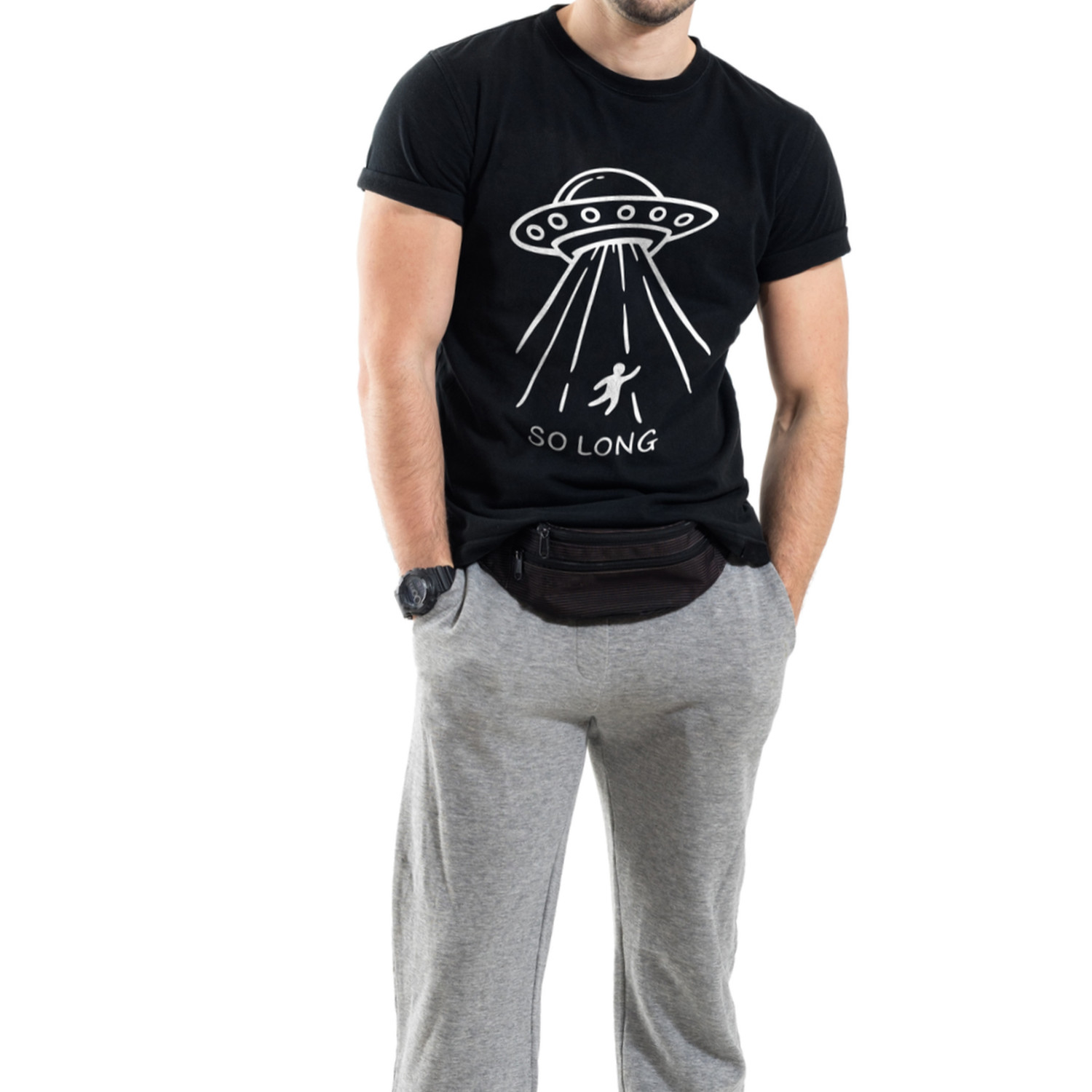 Футболка Trace of Space чоловіча чорна  "so long"