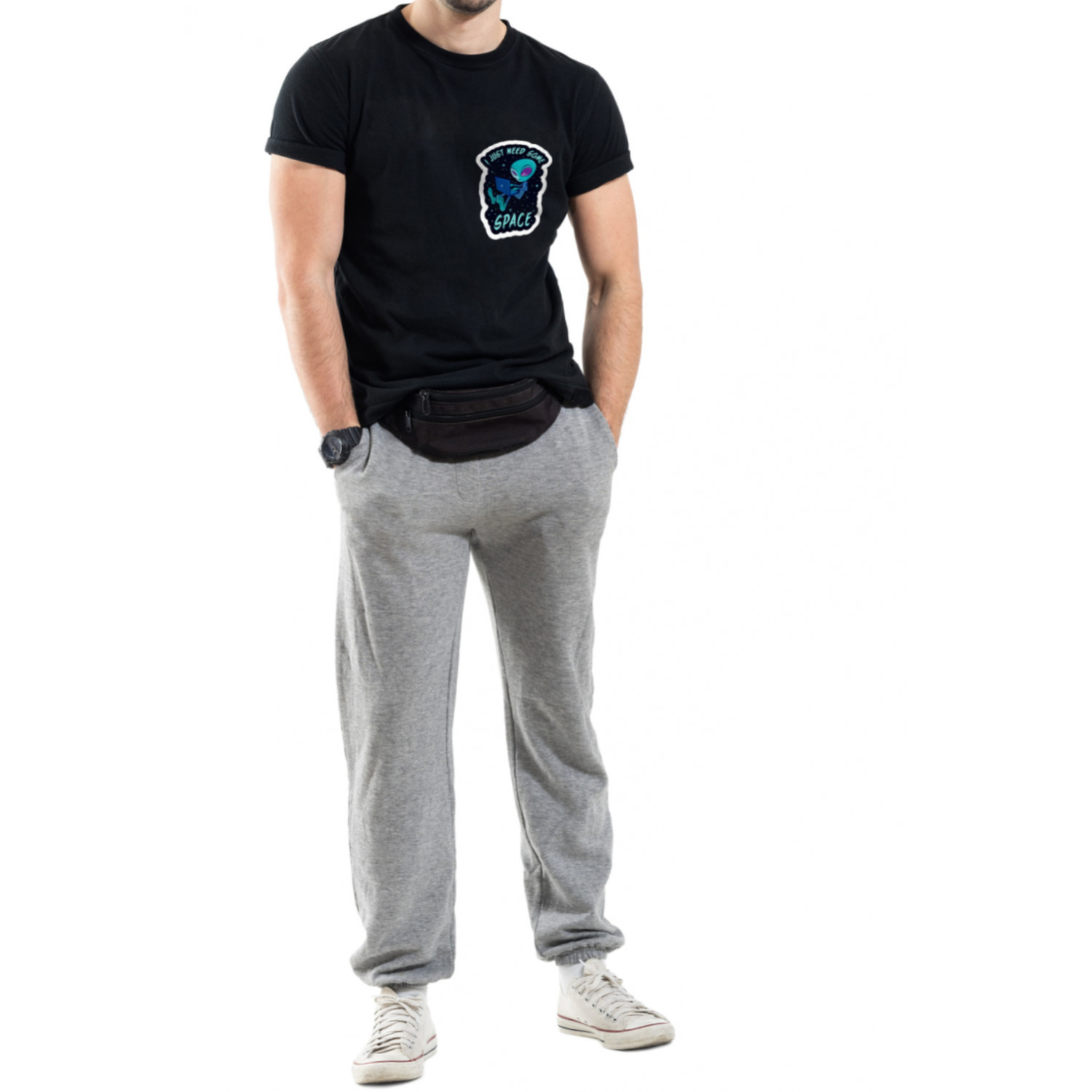 Футболка Trace of Space чоловіча чорна "I just need some space"
