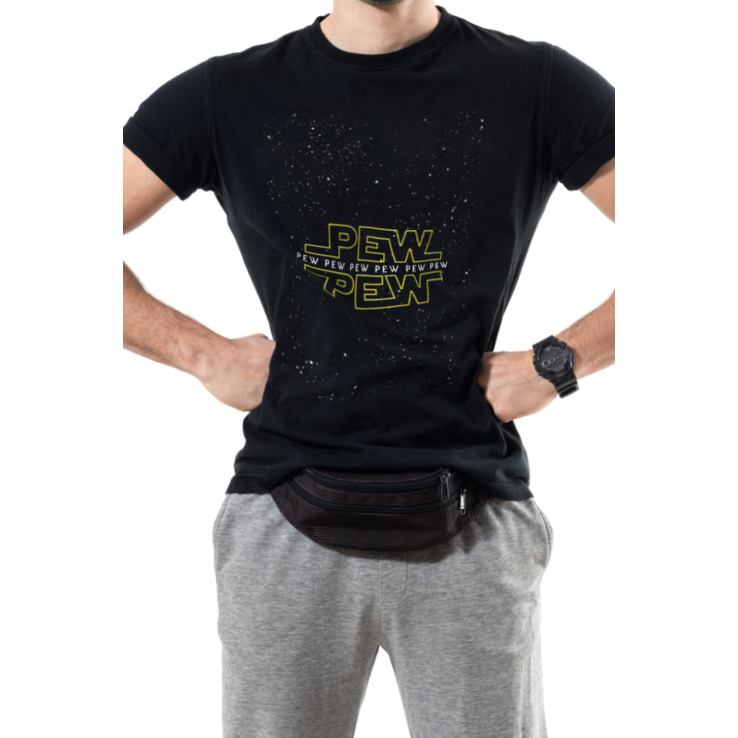 Футболка Trace of Space чоловіча чорна  "pew pew"