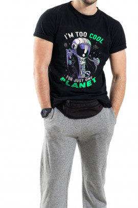 Футболка Trace of Space чоловіча чорна  "I`m too cool for just one planet"