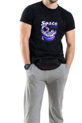 Футболка Trace of Space чоловіча чорна  "Let`s chill in space"