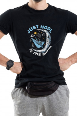Футболка Trace of Space чоловіча чорна  "Just hodl to the moon"