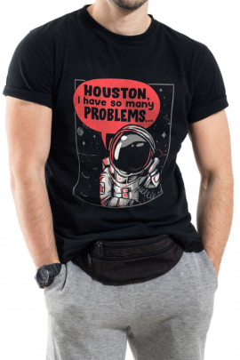 Футболка Trace of Space чоловіча чорна  "Houston, i have some many problems..."