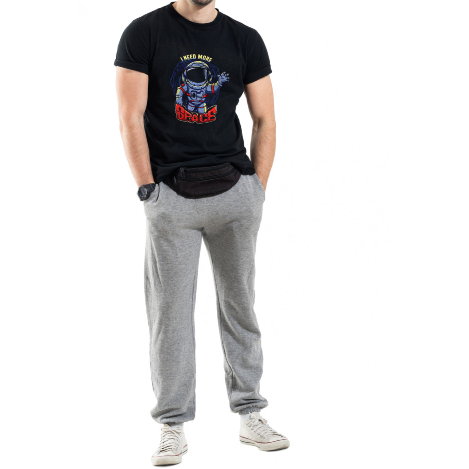 Футболка Trace of Space чоловіча чорна "I need more space"