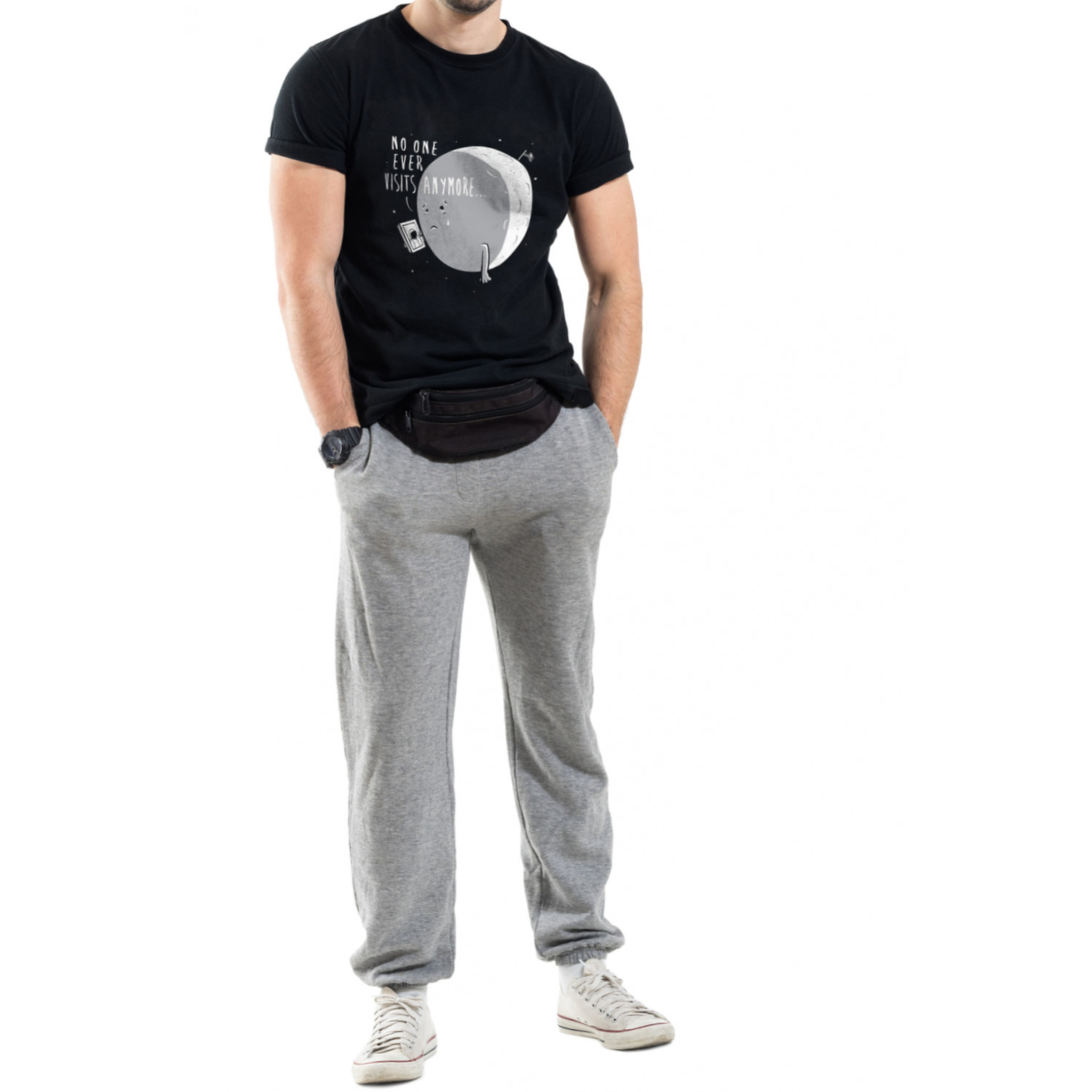 Футболка Trace of Space чоловіча чорна "No one ever visits anymore"