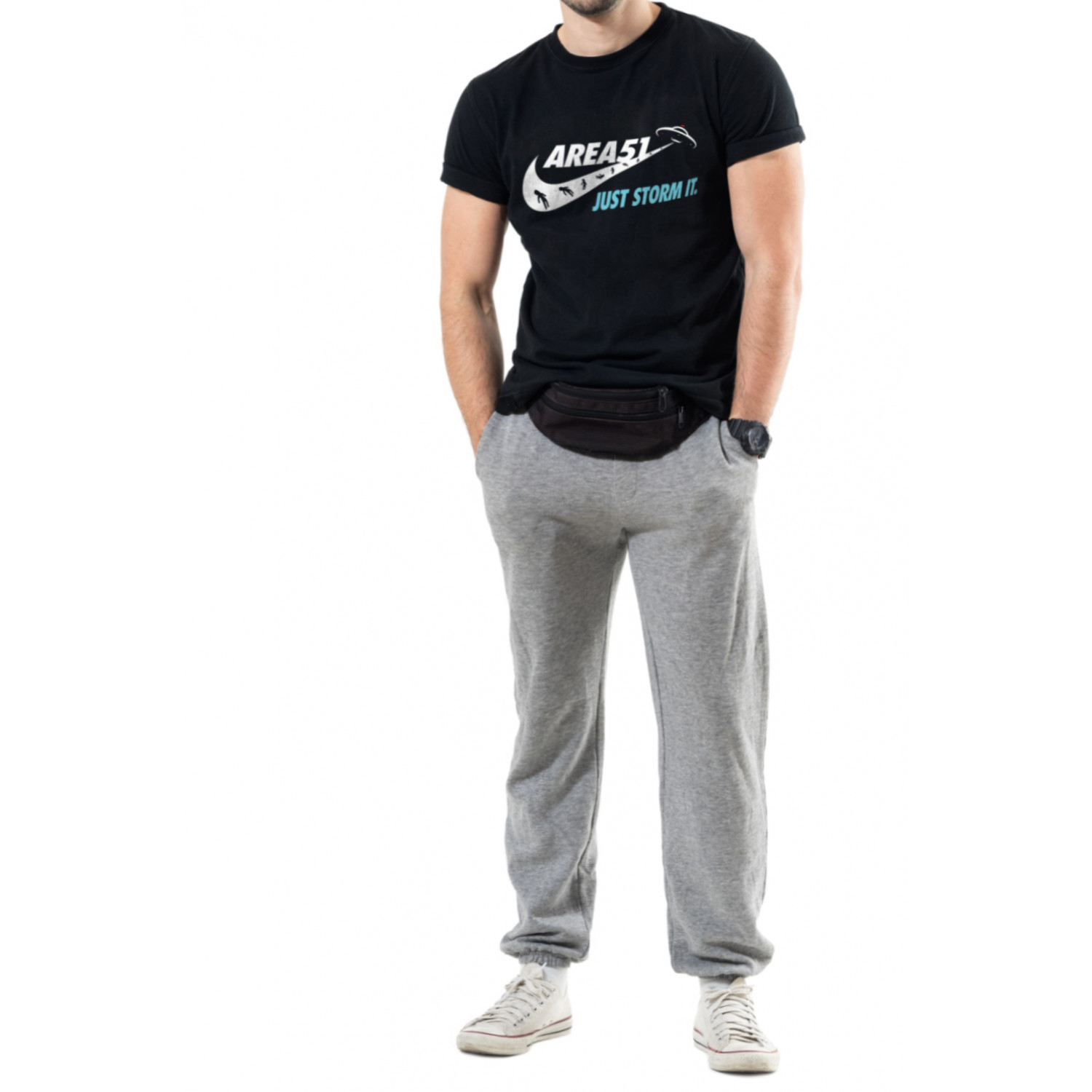 Футболка Trace of Space чоловіча чорна "Area 51. Just storm it"