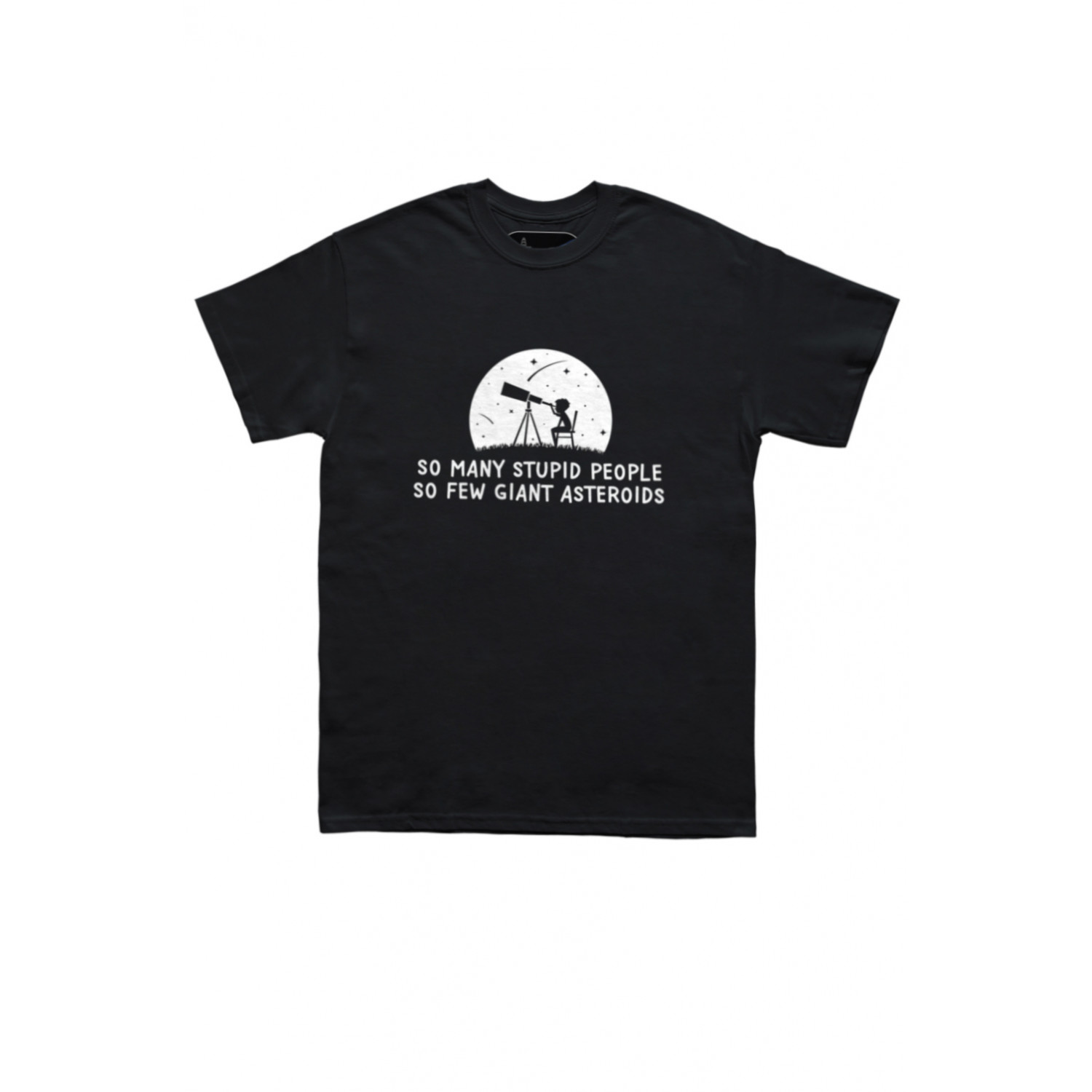 Футболка Trace of Space чоловіча чорна "So many stupid people. So few giant asteroids"