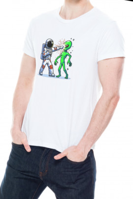 Футболка Trace of Space чоловіча біла "Humans wins"