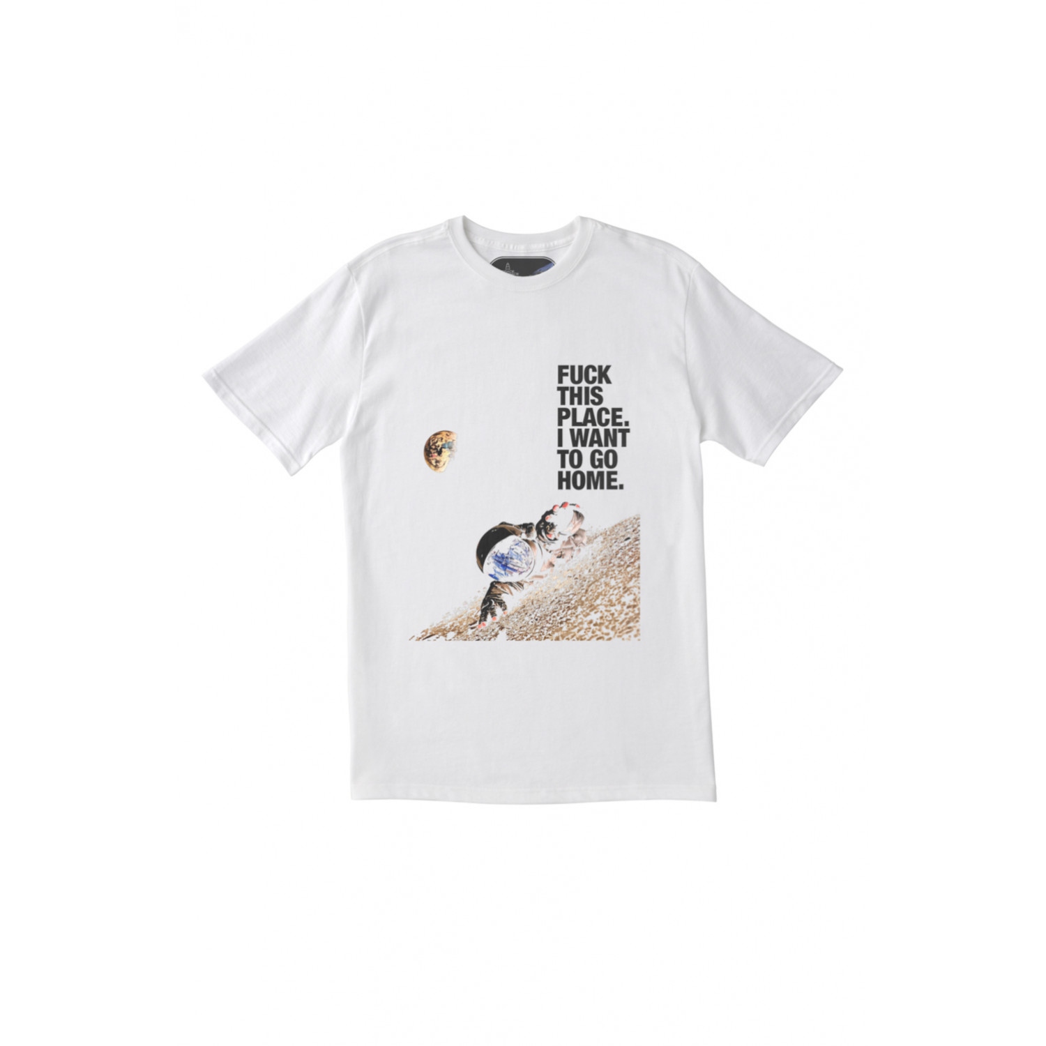 Футболка Trace of Space чоловіча біла "F** this place. I want to go home"
