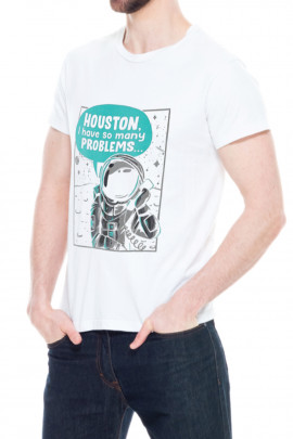 Футболка Trace of Space чоловіча біла "Houston, i have so many problems"