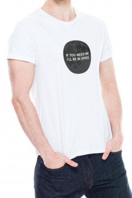 Футболка Trace of Space чоловіча біла "If you need me. I`ll be in space"