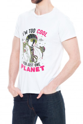 Футболка Trace of Space чоловіча біла "I`m too cool for just one planet"