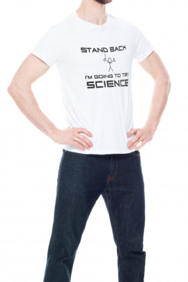 Футболка Trace of Space чоловіча біла "Stand back I`m going to try science"